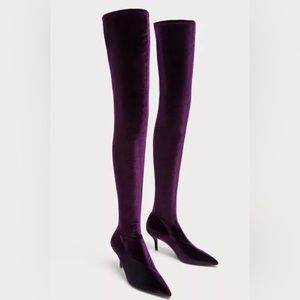 ZARA VELVET THIGH HIGH BOOTS SIZE 38